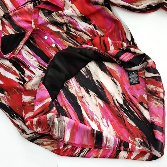 ⭐️3/ $30⭐️ Brody Myles Multi Pink Black 3/4 Length Sleeves V Neck Top Size M - Picture 11 of 13